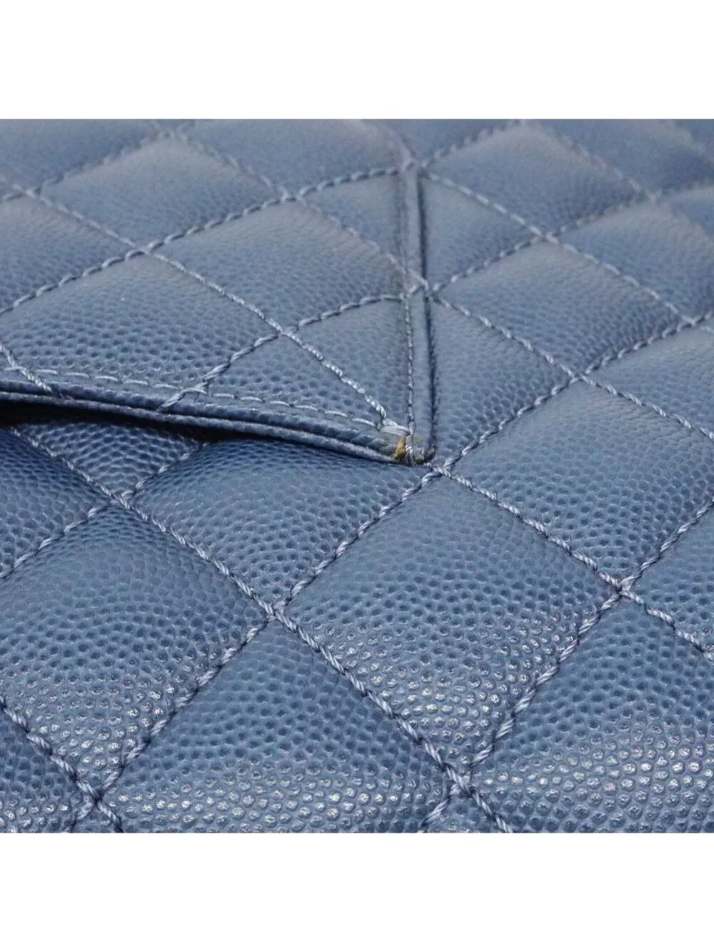 Chanel Handbag Coco Handle Caviar Leather Blue Silver 2-Way